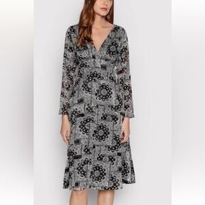 The Kooples Black and white  bandana  Long Sleeve Dress